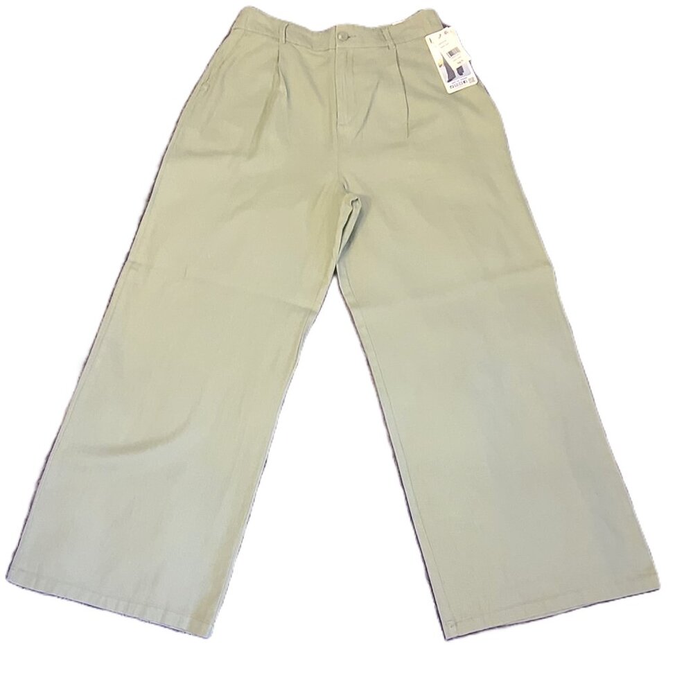 NWT REWASH Size 11 Green Pleated Wide Leg Linen Blend Trouser Pants